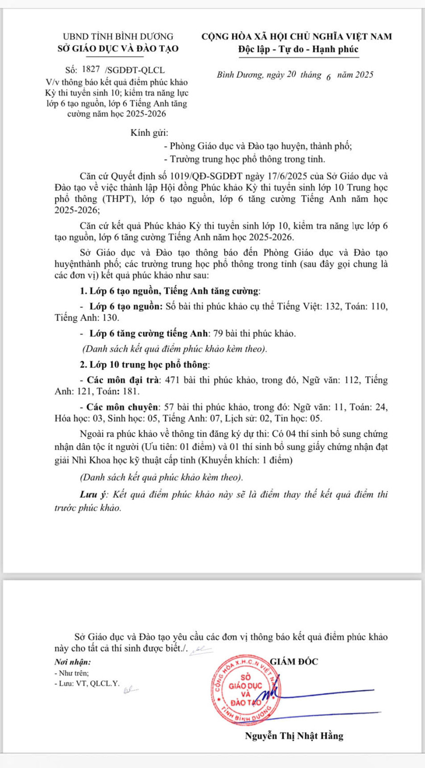 tbao ve ket qua Phuc khao TS10 2526