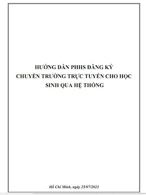 HƯỚNG DẪN PHHS ĐĂNG KÝ CHUYỂN TRƯỜNG TRỰC TUYẾN CHO HỌC SINH QUA HỆ THỐNG