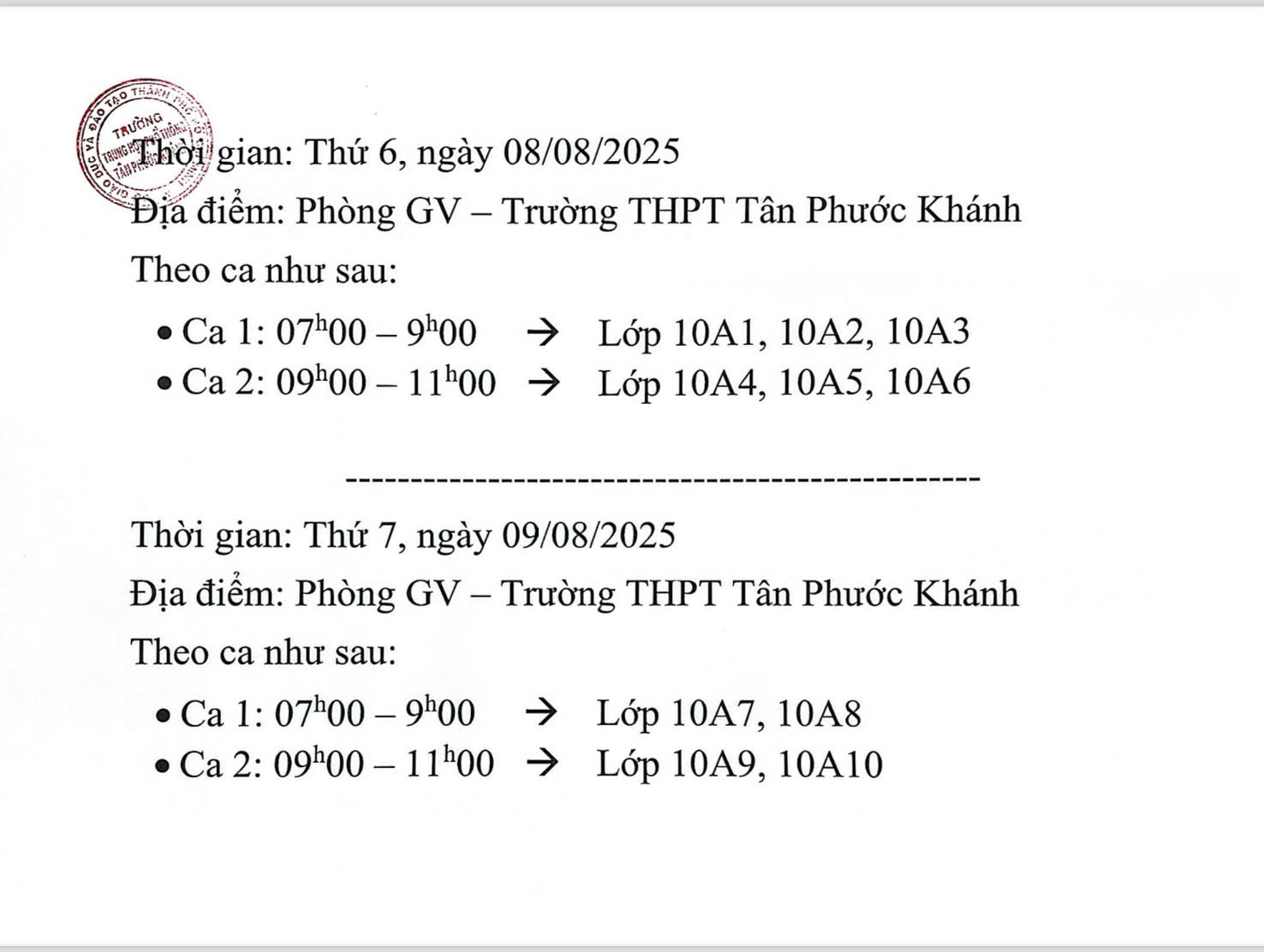 THÔNG BÁO PHÁT SÁCH GIÁO KHOA LỚP 10 NH 2025-2026