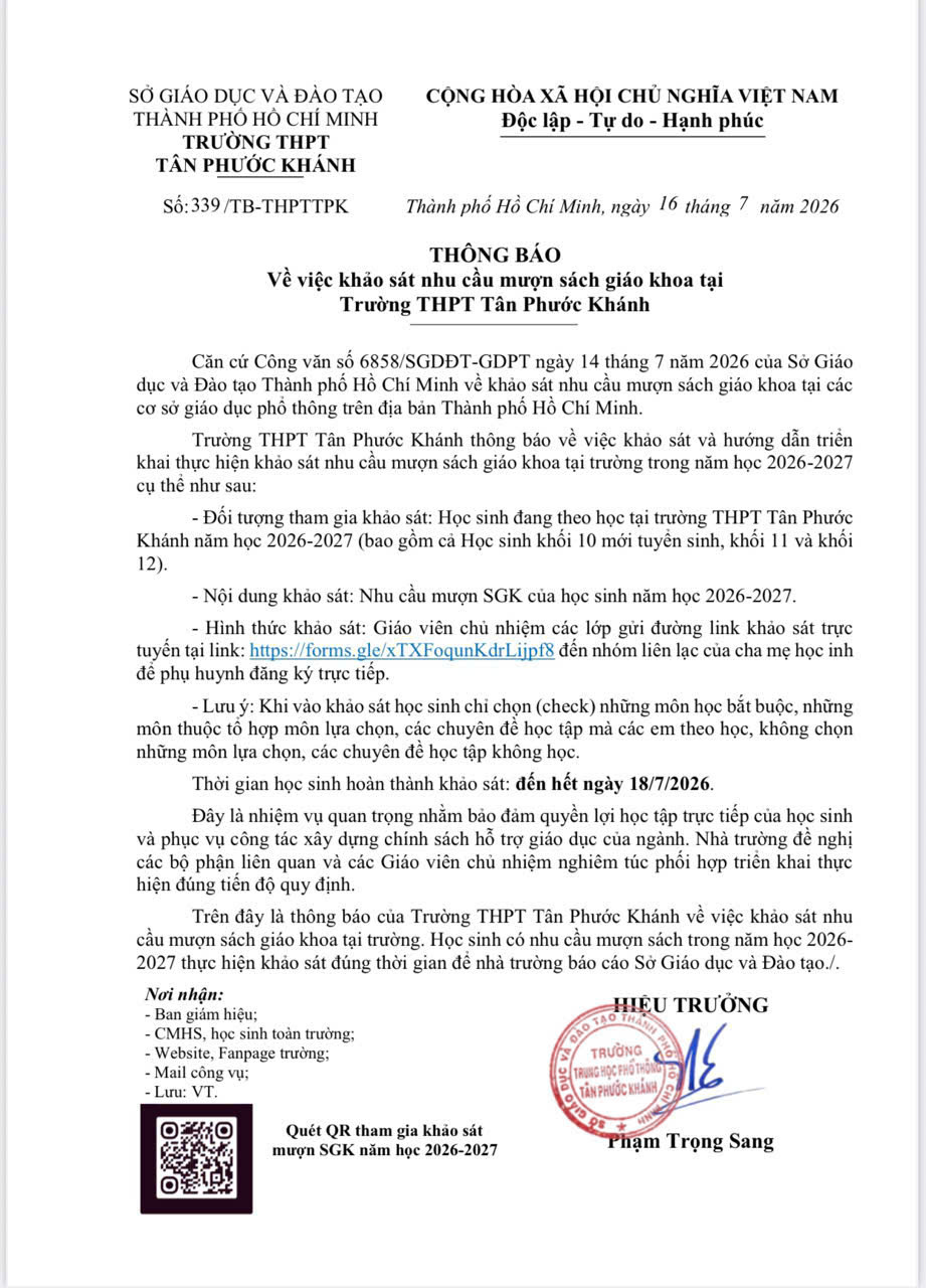 339 16072026 Thong bao khao sat nhu cau muon SGK NH 2026 2027